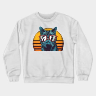 Cat watching Sunset Crewneck Sweatshirt